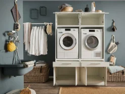 Wasruimteset LAUNDRY: Wasmachinekast laag X2 + Opzetkast breed X2
