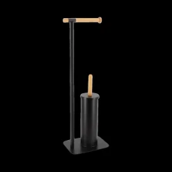 WC-borstel/Pap.Houder ATHOR Bam./Met. Zwart